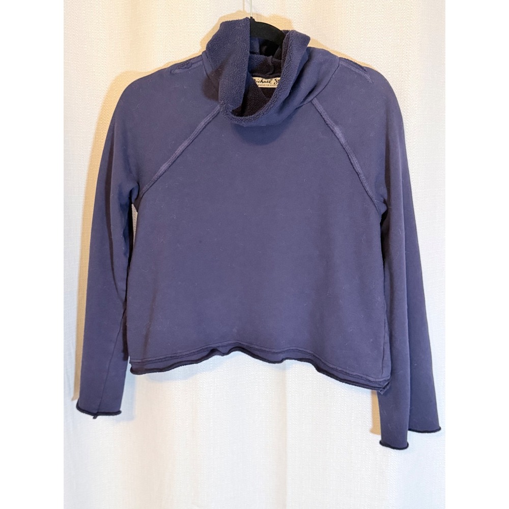 Michael Stars Reversible Cowl Neck Pullover Sweatshirt Navy Blue A391 XS